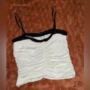 Fashion Nova Black and White Ruched Camisole
